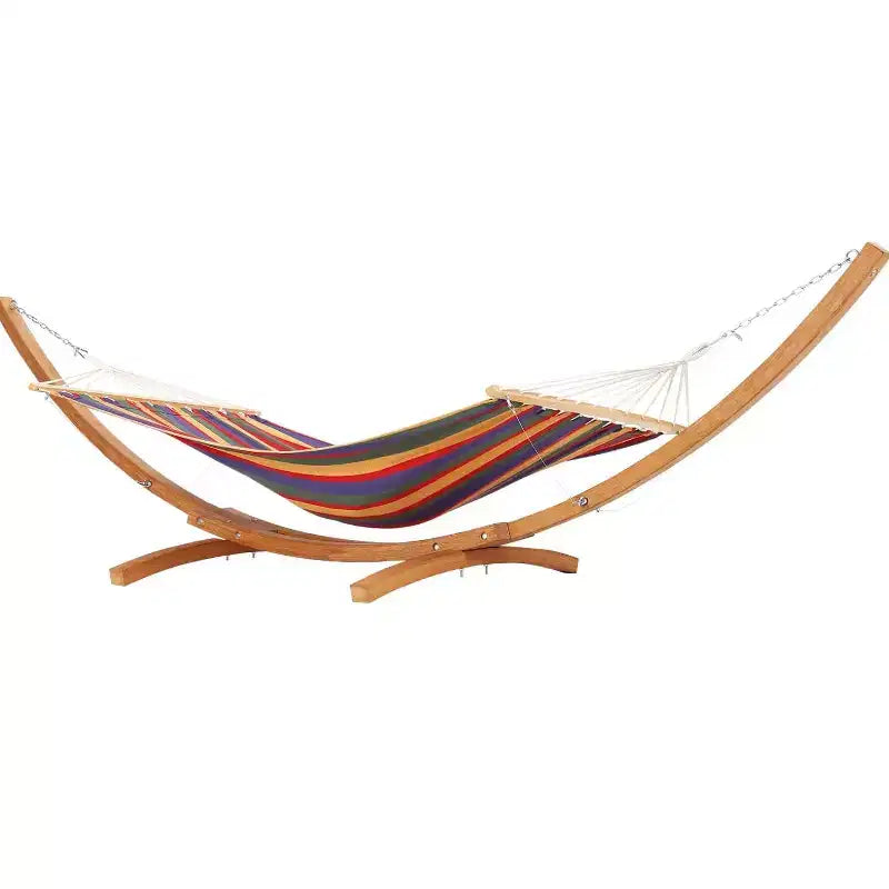 Hangmatstandaard, robuuste universele houten standaard voor buiten, weerbestendig, gebogen, draagvermogen 475 lb, voor terras, achtertuin en binnen