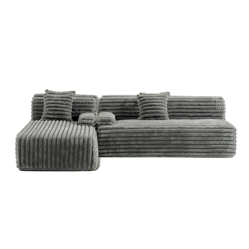 Divano componibile Cloud, divano moderno imbottito con 2 cuscini decorativi, divano componibile combinabile liberamente, divano componibile a L