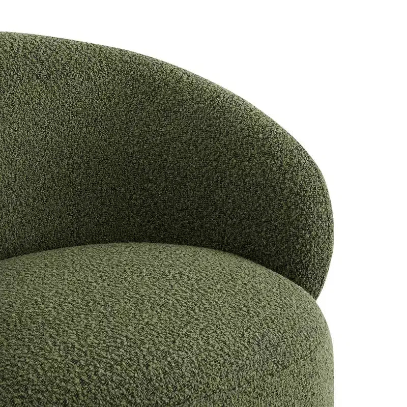 Poltrona barrel girevole imbottita d'accento Spruce&Spring con base in legno