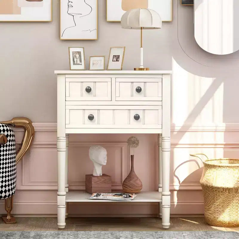 23.7in Narrow Console Table with 3 Drawers and Shelf, Sofa Table for Small Space Entryway or Living Room