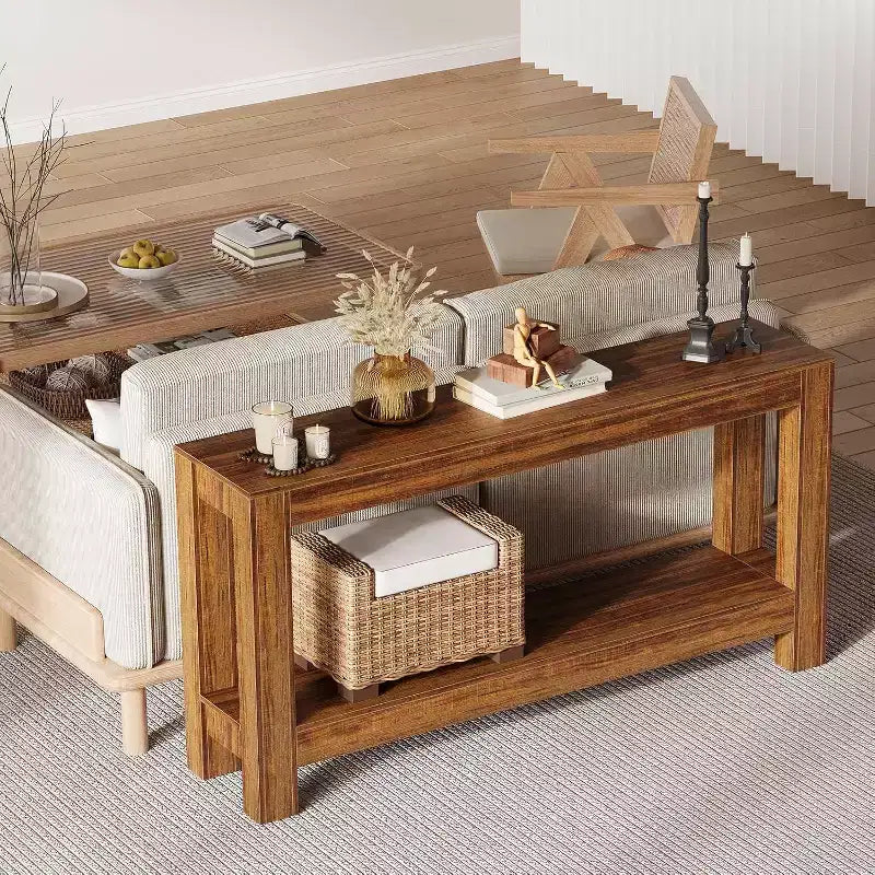 63 Entryway Console Table with 2 Drawers, Narrow Wooden Sofa Table for Living Room, Hallway, or Foyer, Accent Storage Table