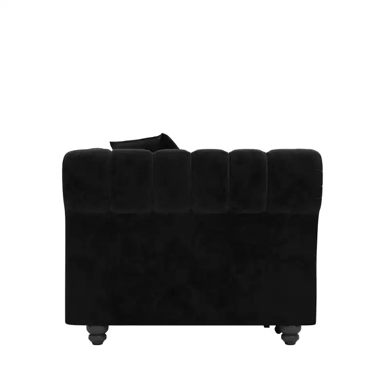 Whisen Samt-Schlafsofa in King-Size mit Ausziehfunktion und 3-in-1-Funktion, wandelbares Schlafsofa mit beweglichem Hocker und Steppdesign