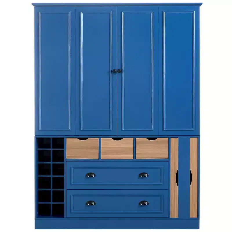 Despensa de cocina independiente Whisen de 71'' de altura, armario grande de almacenamiento para comedor con aparador, 4 puertas plegables, estantes y botelleros