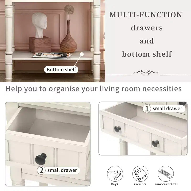 23.7in Narrow Console Table with 3 Drawers and Shelf, Sofa Table for Small Space Entryway or Living Room