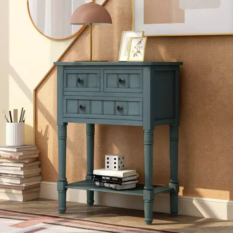 23.7in Narrow Console Table with 3 Drawers and Shelf, Sofa Table for Small Space Entryway or Living Room