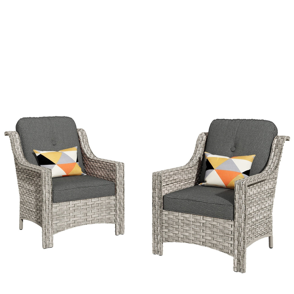 HOOOWOOO 2-delige tuinset met stoelen met hoge rugleuning van vlechtwerk en rotan