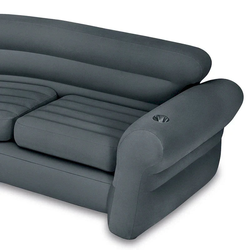 Sofá esquinero inflable en forma de L Intex con portavasos, gris (2 piezas) - 26