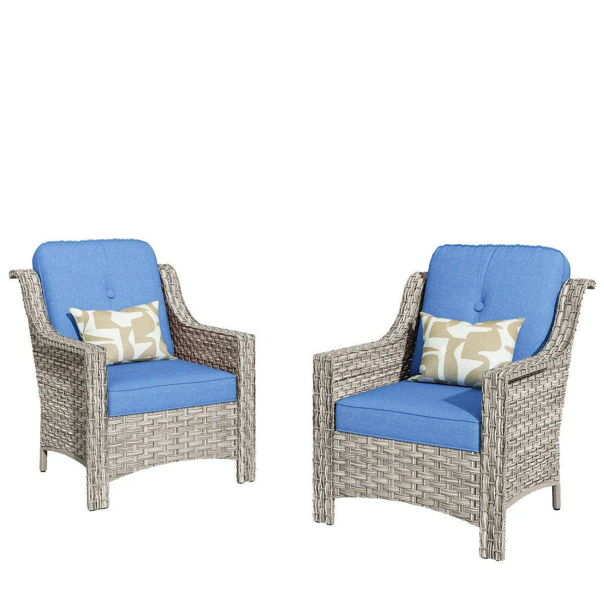 HOOOWOOO 2-delige tuinset met stoelen met hoge rugleuning van vlechtwerk en rotan