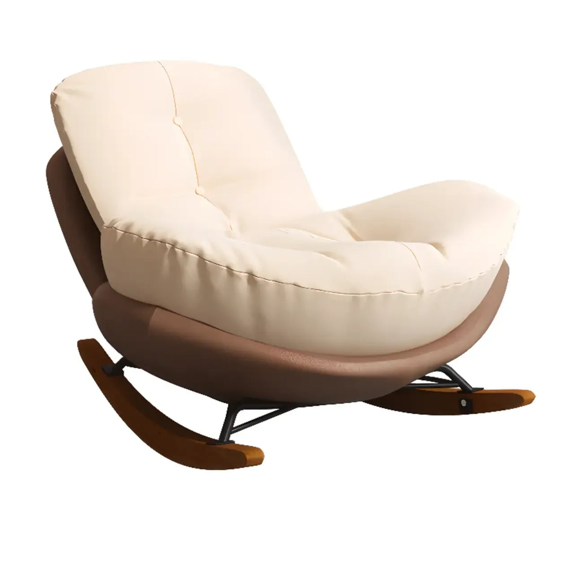 Sedia a dondolo imbottita in stile scandinavo con pouf opzionale