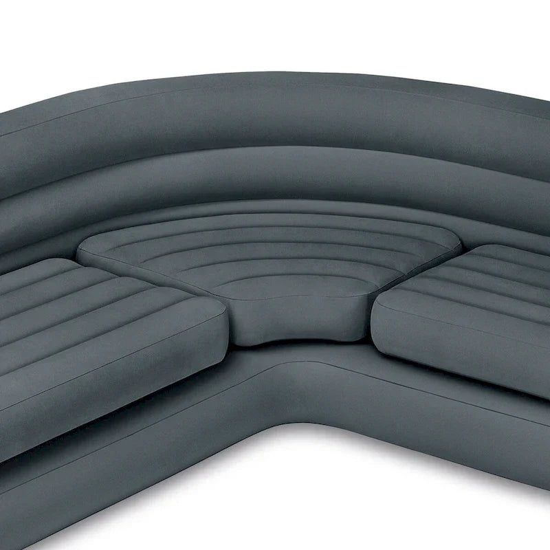 Sofá esquinero inflable en forma de L Intex con portavasos, gris (2 piezas) - 26