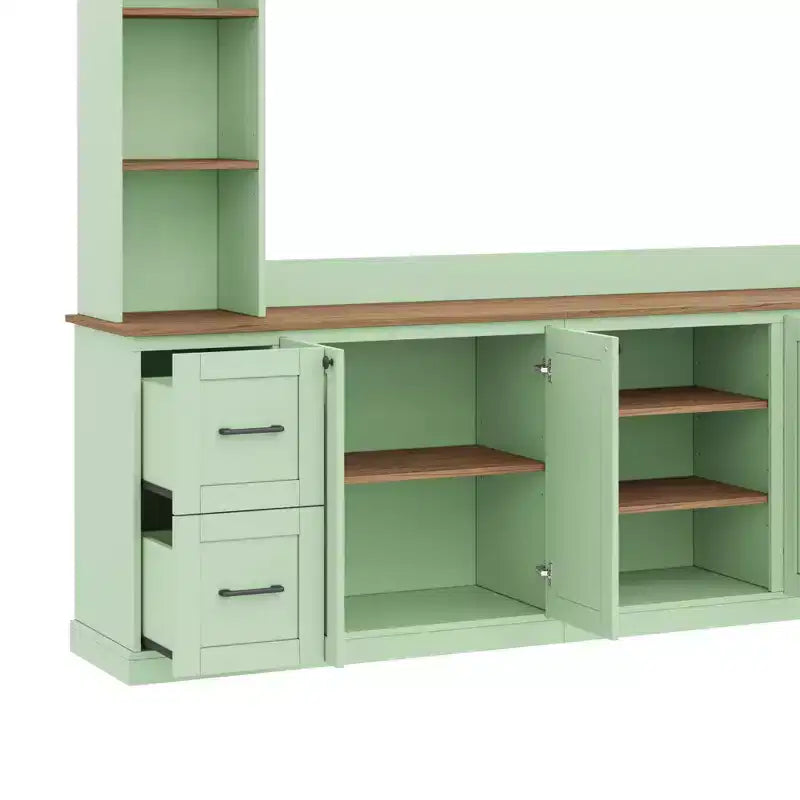 ModernLuxe 4-in-1 Farmhouse Entertainment Center Wall Unit, Fits TVs Up to 70, TV Stand Media Console w/ Adjustable Shelves & Drawers