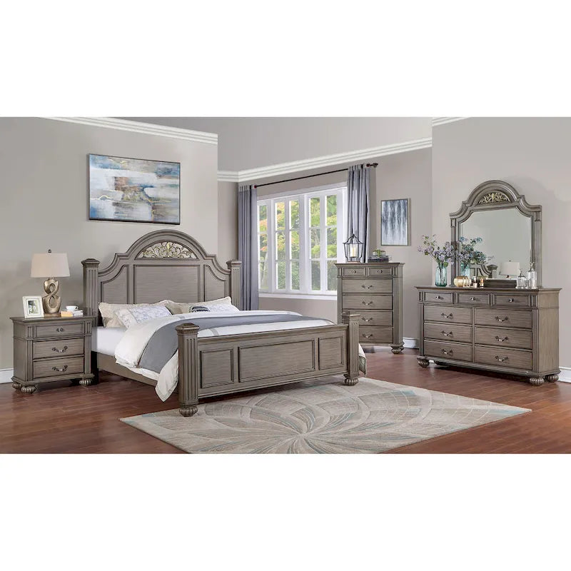 Vame-perinteinen 2-osainen lipasto- ja peilisetti, 9 laatikkoa, Furniture of America