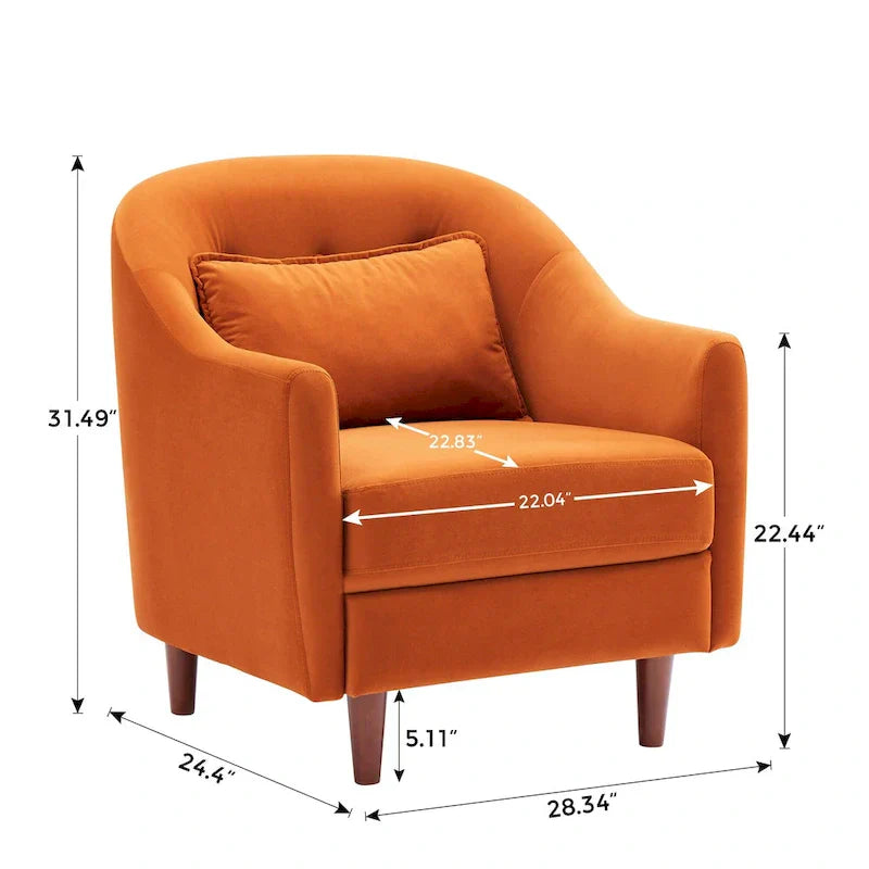 28,34 Zoll, 2er-Set Akzent-Sessel, Samt-Sessel im Fassondesign mit Beinen aus Massivholz