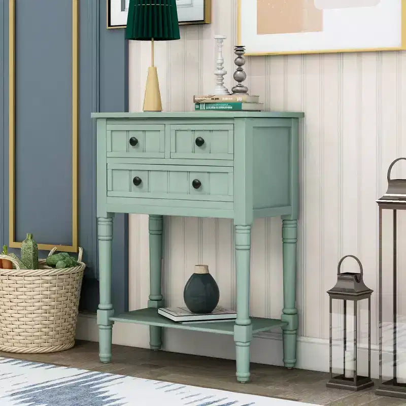 23.7in Narrow Console Table with 3 Drawers and Shelf, Sofa Table for Small Space Entryway or Living Room