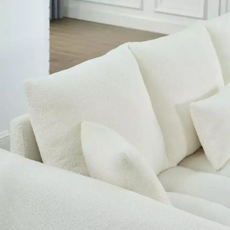 GDFStudio Alanna 79,5 modernes 3-Sitzer-Sofa mit Teddy-Stoffbezug und Kissen