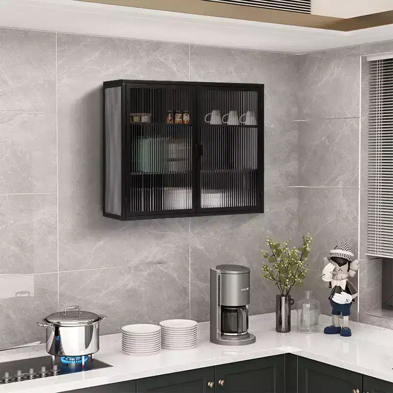 Okak Modern 2-door Wall Cabinet with Featuring 3-tier Storage Glass Doors for Entryway/Dining Room/Living Room/Kitchen