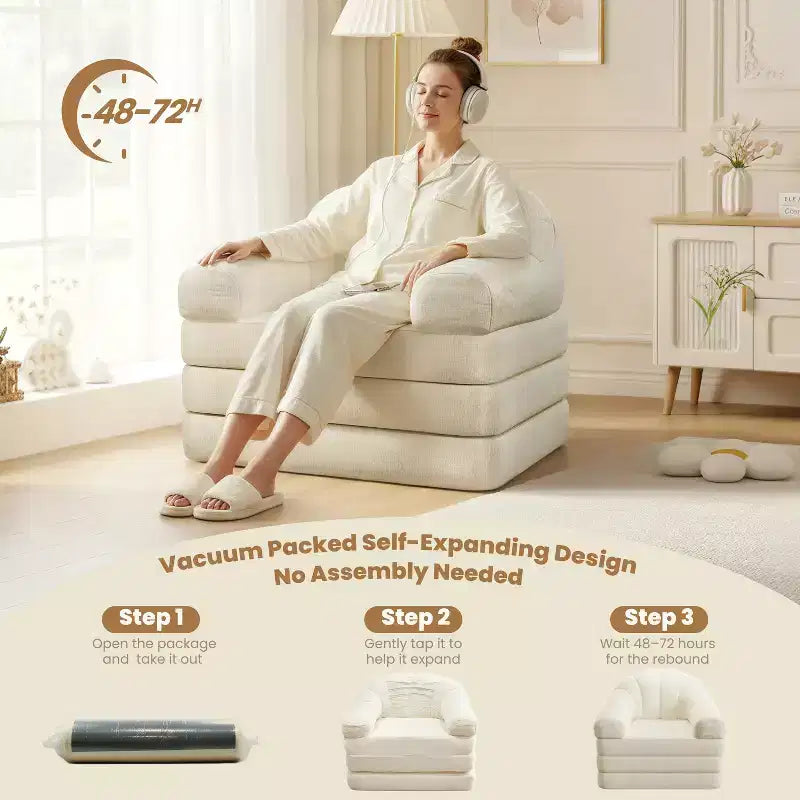 Yaheetech 2-in-1-Klappsofabett, klappbarer Sessel als Bett für Wohnzimmer und Schlafzimmer