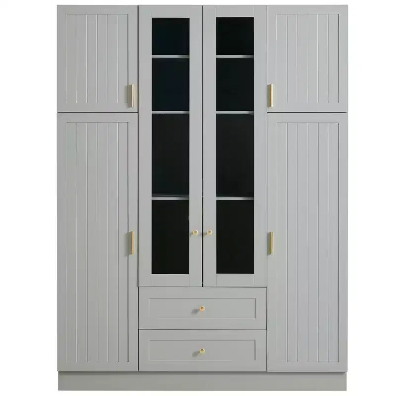 Dispensa da cucina indipendente Whisen alta 71'', grande mobile contenitore per sala da pranzo con credenza e buffet a 6 ante, ripiani regolabili