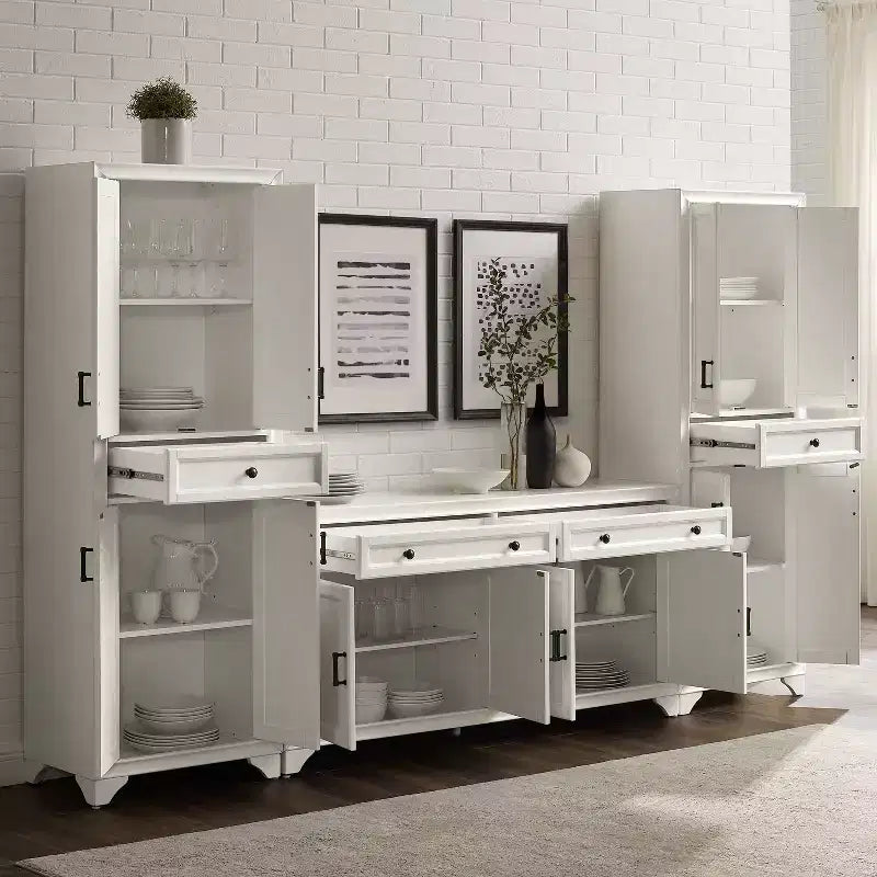 Ensemble 3 pièces Tara de buffet et meuble garde-manger finition vieillie - Crosley