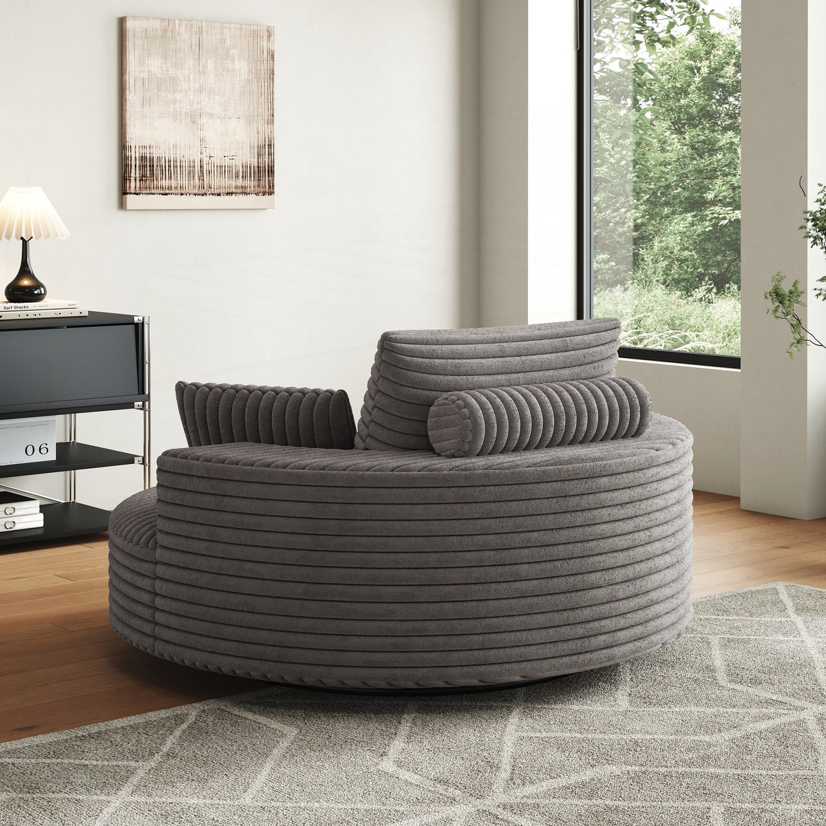 Einzelner Drehstuhl aus Cord-Chenille-Schaumstoff