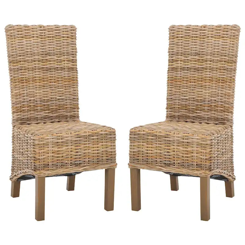 Set di 2 sedie da pranzo in vimini naturale, 19 L x 22 P x 41 H, stile boho costiero