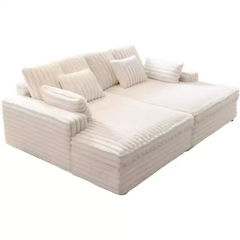 AMERLIFE 93 dubbele chaise longue voor twee personen, diepe Cloud-bank met lendekussens en brede armleuningen, eenvoudige montage, imitatiebont