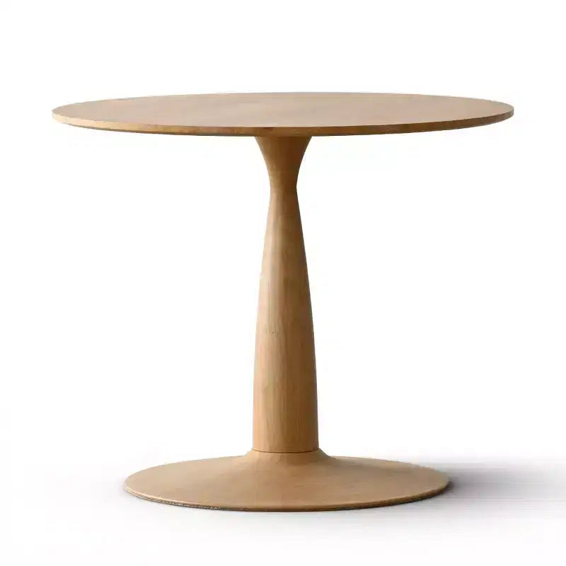 Modern Round Pedestal Dining Table with Wood Grain Finish, Small Kitchen Table Coffee Table for Apartment, Dining Room & Living Space-Panipeachy