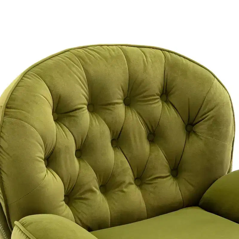 Okak Samt-Sessel mit Hocker, moderner armloser Wohnzimmersessel im Mid-Century-Stil, weicher und bequemer Sessel zum Fernsehen und Spielen