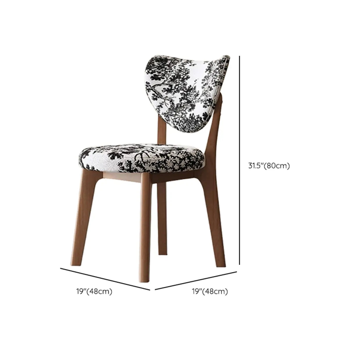Chaise de salle à manger moderne sans accoudoirs, dossier enveloppant et revêtement en similicuir