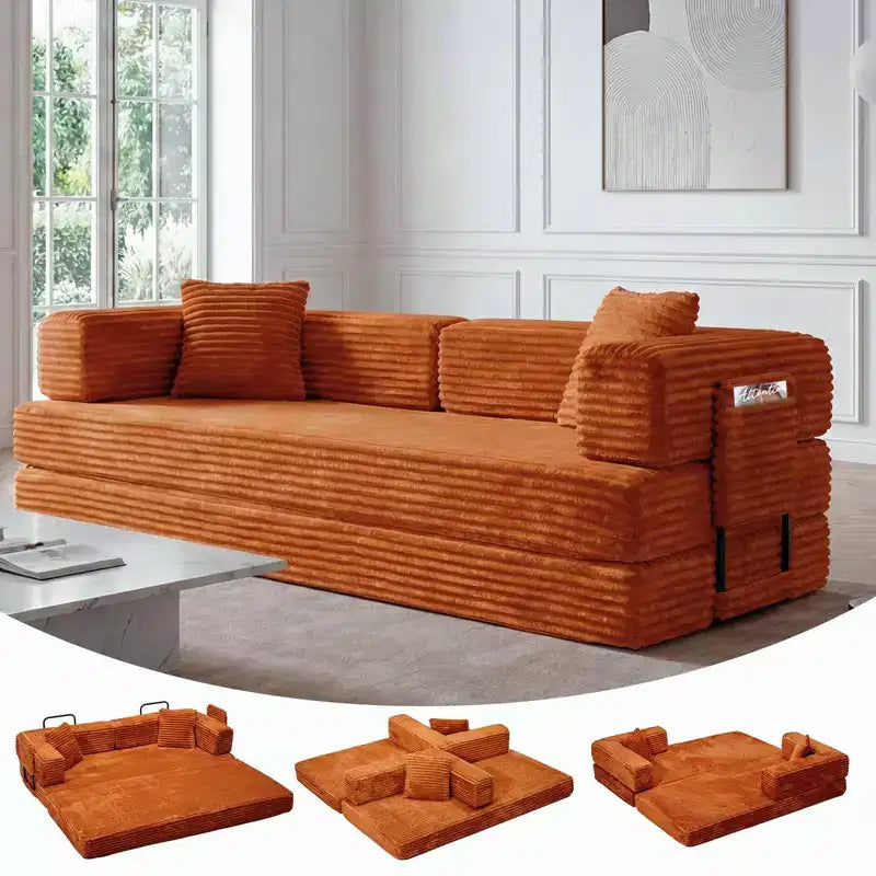 80,7 5-in-1-Schlafsofa – Cord, 1.200 lbs, keine Montage erforderlich