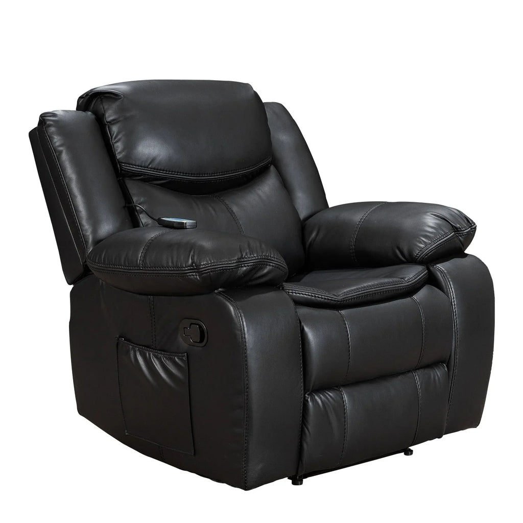 Fauteuil inclinable de massage et chauffant en cuir durable à assise large