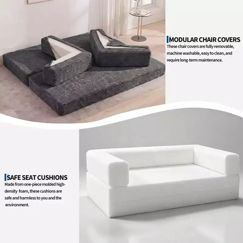 Sofá cama convertible 5 en 1 de 80,7, de pana, soporta 1200 lb, sin ensamblaje