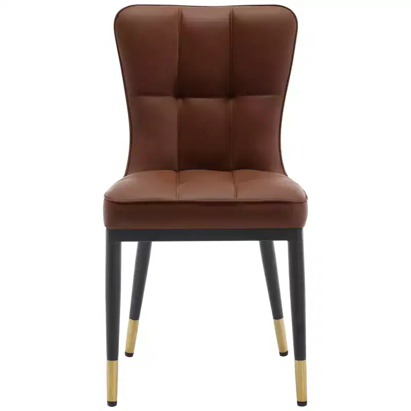 Bekrvio Dining Room Chairs Set of 6, Modern Upholstered Faux Leather Seat with High Back, Metal Legs, Armless Kitchen Chairs for Living Dinning Room