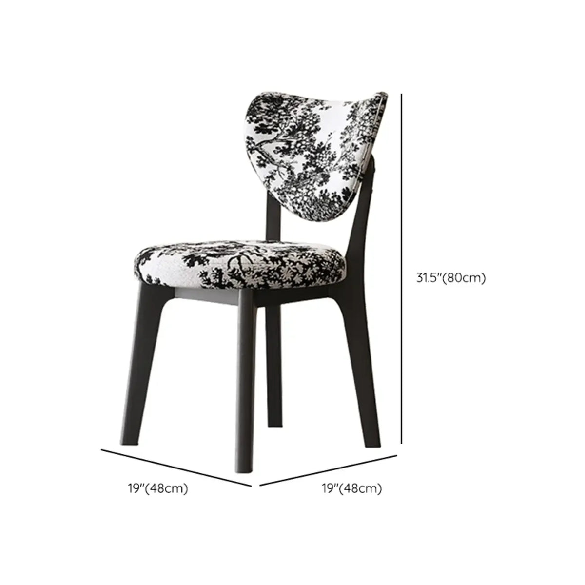 Chaise de salle à manger moderne sans accoudoirs, dossier enveloppant et revêtement en similicuir