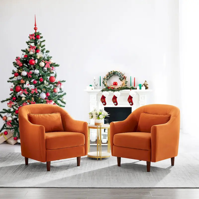28,34 Zoll, 2er-Set Akzent-Sessel, Samt-Sessel im Fassondesign mit Beinen aus Massivholz