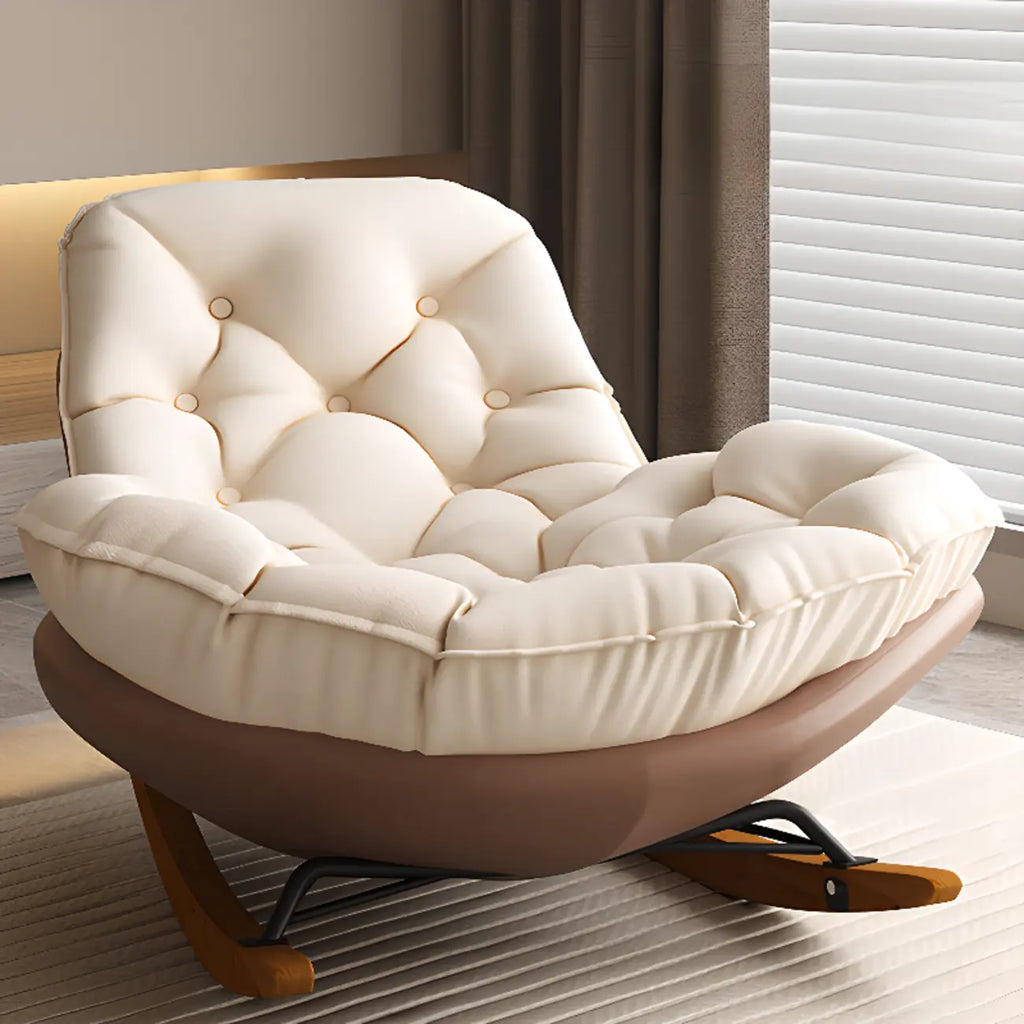 Sedia a dondolo imbottita in stile scandinavo con pouf opzionale