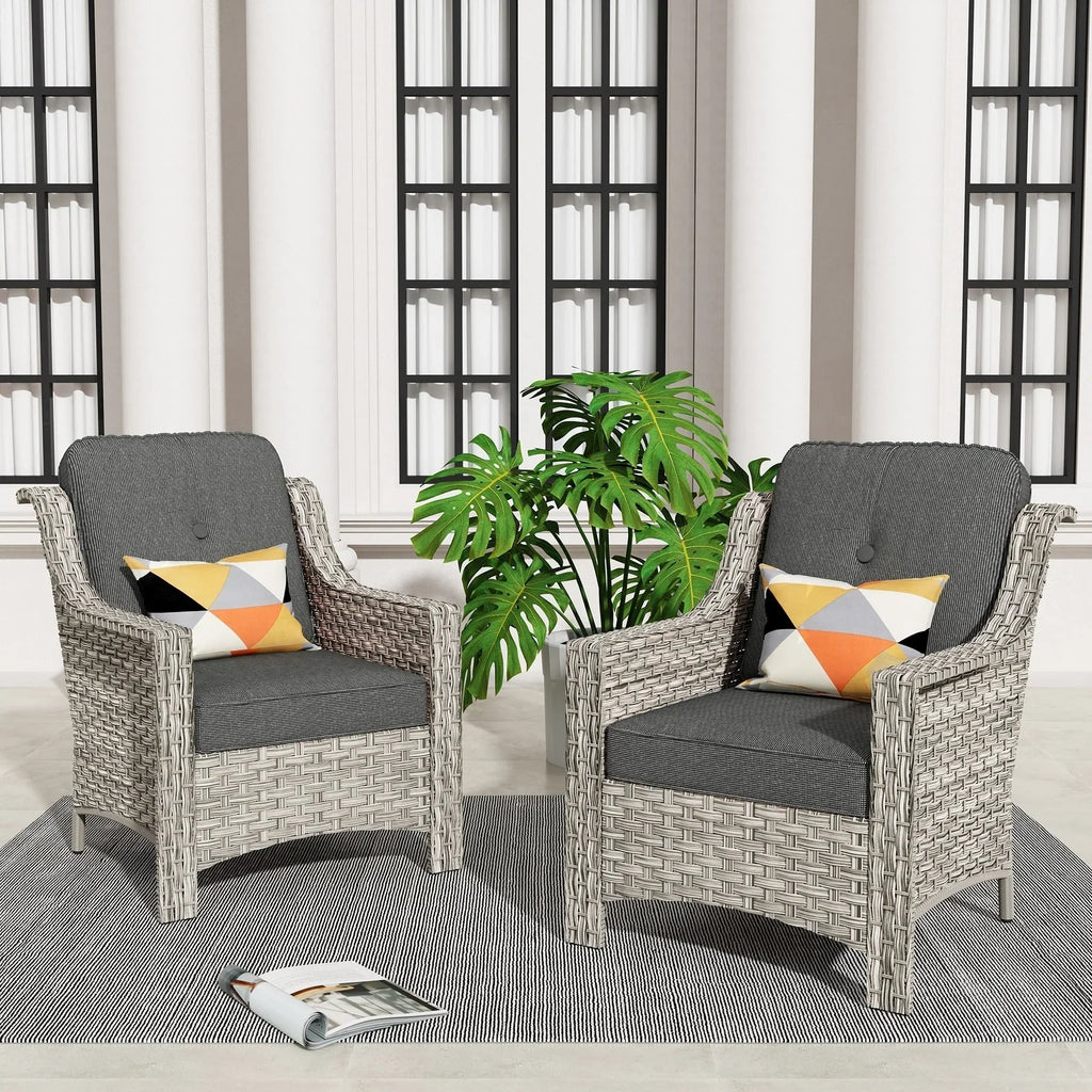 HOOOWOOO 2-delige tuinset met stoelen met hoge rugleuning van vlechtwerk en rotan