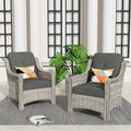 HOOOWOOO 2-delige tuinset met stoelen met hoge rugleuning van vlechtwerk en rotan