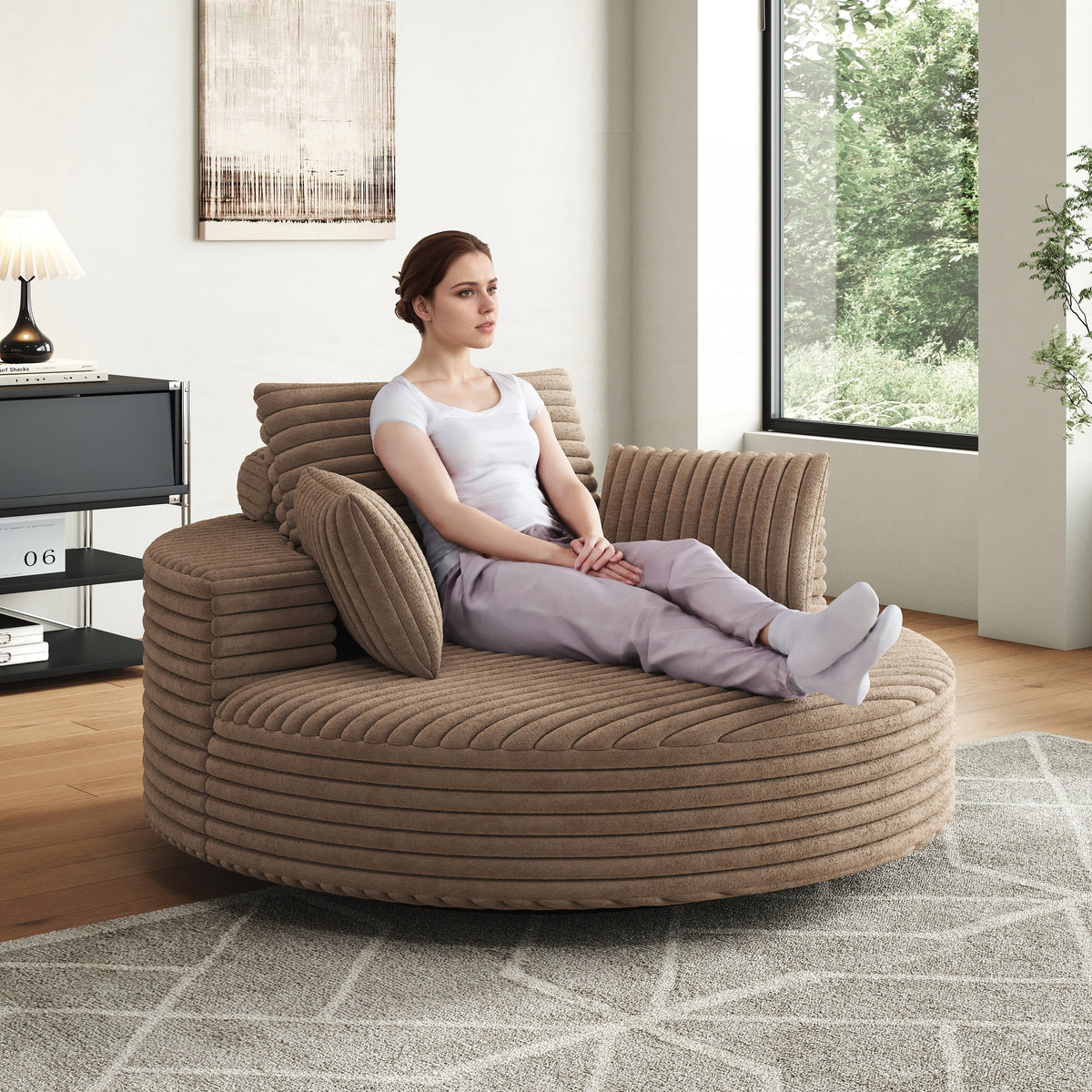 Einzelner Drehstuhl aus Cord-Chenille-Schaumstoff