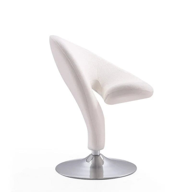 Poltrona girevole d'accento Manhattan Comfort Curl in misto lana e cromo (set da 2)