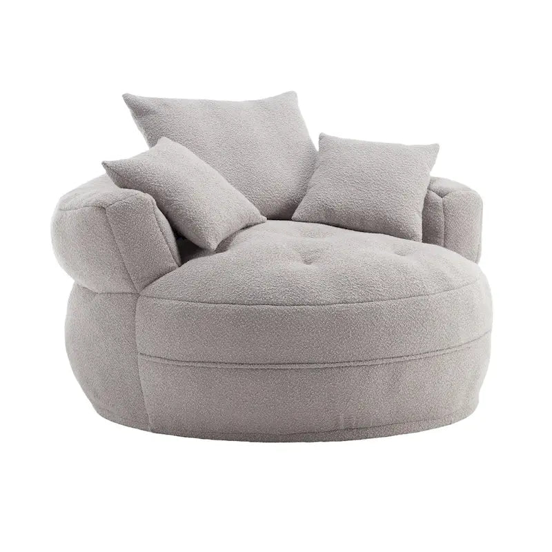 Round Lazy Sofa Chair – White/Blue/Grey/Yellow/Orange/Rose Red/Navy/Green, Single & Couple Seat