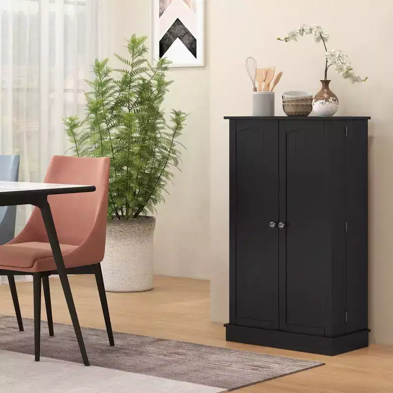 HOMCOM keukenkast van 41 inch, keukenkast met 2 deuren, opbergrekken met 5 niveaus, 12 kruidenrekken en verstelbare planken voor de eetkamer