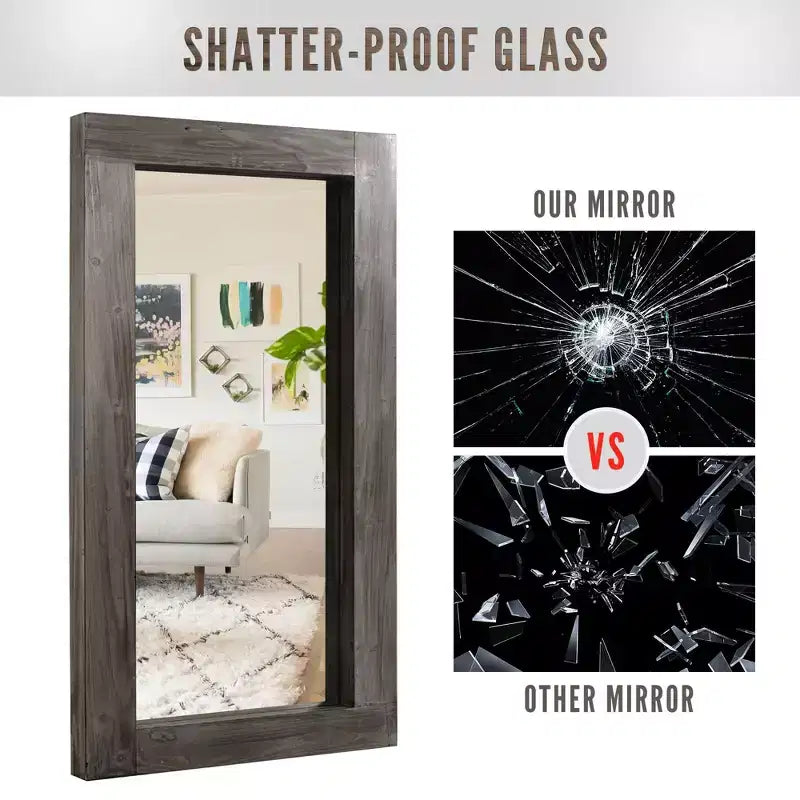 71x31 inch Solid Wood Right Angled Rectangular Used Brown Full-length Mirror (without Bracket)