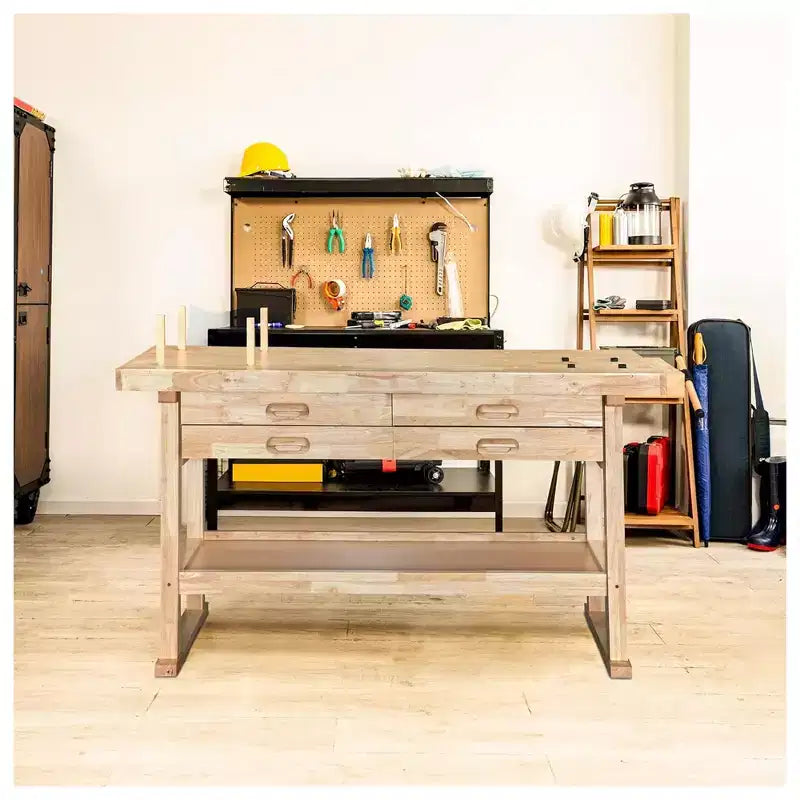Établi Olympia Tools de 60 po en bois dur avec plateau en hévéa, 4 tiroirs, capacité de charge de 450 lb