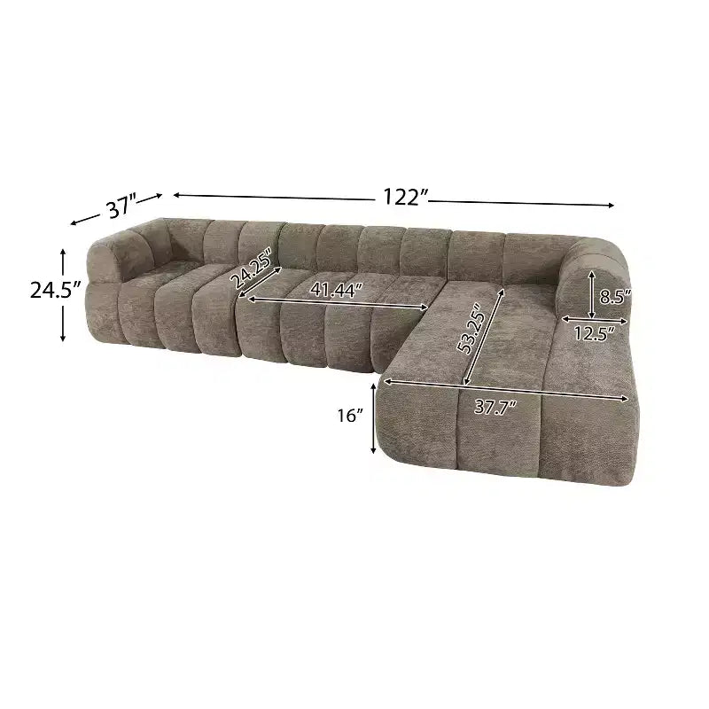 Christopher Knight Home Keri 122 Modern L-Shaped High-Density Foam Sectional Sofa with Low Backrest