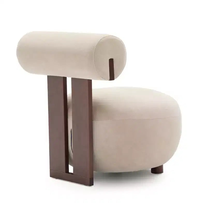 Christopher Knight Home Chariya moderner skulpturaler Akzentstuhl aus Gummibaumholz mit Samtpolsterung und zylindrischer Rückenlehne