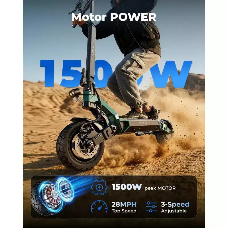 ECOLEAP L7 elektromos roller felnőtteknek, 1500 W csúcsteljesítményű motorral, 28 mérföld/órás sebességgel, 50 mérföldes hatótávolsággal, kettős felfüggesztéssel, első és hátsó tárcsafékkel, UL-tanúsítvánnyal