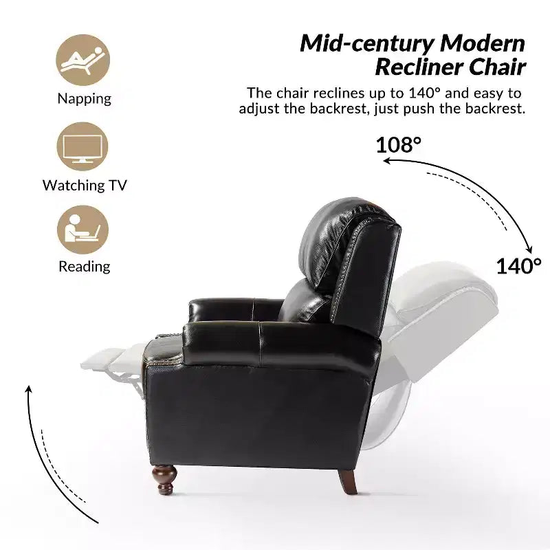 Set aus 2 modernen Elisabete-Sesseln mit hoher Rückenlehne aus echtem Leder und Vintage-Nagelkopfbesatz für Wohnzimmer und Schlafzimmer| ART OF LIVING DESIGNS