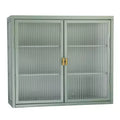 Armoire murale à double porte vitrée avec espace de rangement généreux, portes amovibles, étagères et coffre de rangement pratique pour les outils