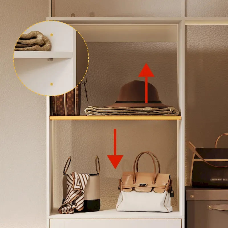Penderie d'angle avec 2 tringles, porte-pantalons et organisateur de rangement pour chaussures